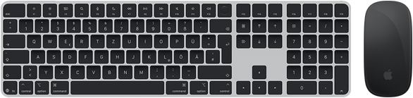 Draufsicht auf das Magic Keyboard mit Touch ID und die Magic Mouse