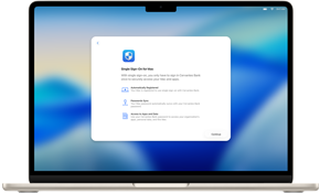 Einmalige Anmeldung auf dem MacBook, die eine einfache Verwaltung für die Sicherheit im gesamten Unternehmen verdeutlicht