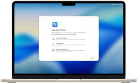 Einmalige Anmeldung auf dem MacBook, die eine einfache Verwaltung für die Sicherheit im gesamten Unternehmen verdeutlicht
